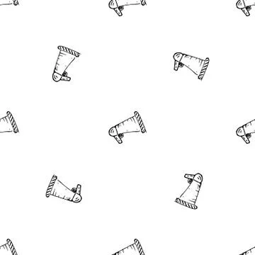 Seamless pattern Handdrawn speaker doodle icon. Hand drawn black sketch. Sign Stockillustratie