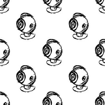 Seamless pattern Handdrawn Surveillance Camera doodle icon. Hand drawn black  Illustrazione stock