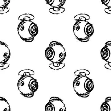 Seamless pattern Handdrawn Surveillance Camera doodle icon. Hand drawn black  Illustrazione stock