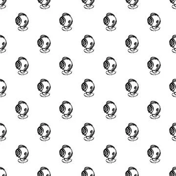 Seamless pattern Handdrawn Surveillance Camera doodle icon. Hand drawn black  Illustrazione stock
