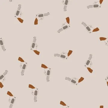 Seamless pattern handgun wild west pistol cartoon vector Illustrazione stock