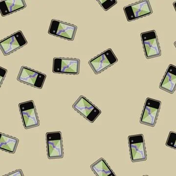 Seamless pattern handheld gandheld gps cartoon vector 库存插图