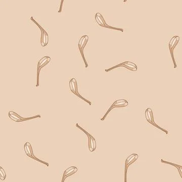 Seamless pattern handle ceramic soup spoon cartoon vector Illustration