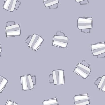 Seamless pattern handle milk frothing pitcher cartoon vector Stock Illustration