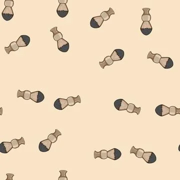 Seamless pattern handle shaving brush cartoon vector Illustration