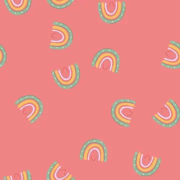 Seamless pattern handmade baby boho rainbow cartoon vector Stock Illustration