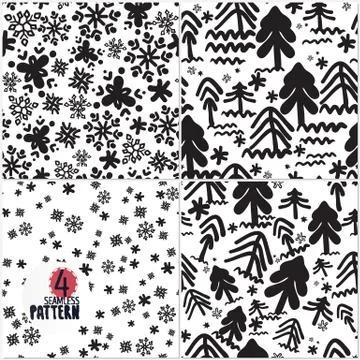 Seamless pattern,  handmade black and wiht Stock Illustration