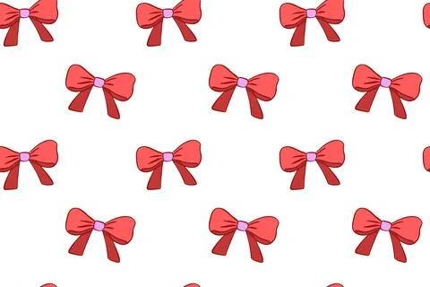 Seamless pattern with handmade bows. Aesthetic, elegant, pink decor. Stock Illustration