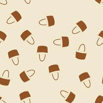 Seamless pattern handmade wicker basket cartoon vector Stock Illustration