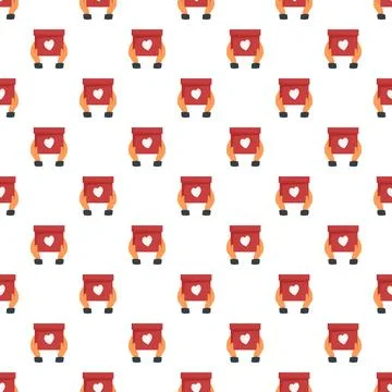 Seamless pattern of hands holding donation heart box Illustrazione stock