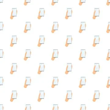 Seamless pattern of hands holding modern smartphones Stock Illustration