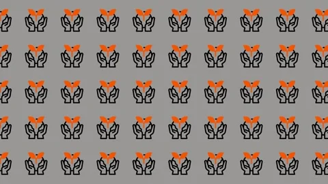 Seamless Pattern of Hands Holding Orange Object. Stock Footage 325386242