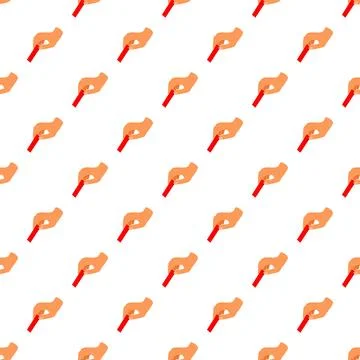 Seamless pattern of hands holding a red chalk Stock Illustration