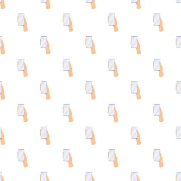 Seamless pattern with hands holding smartphones Stock Illustration