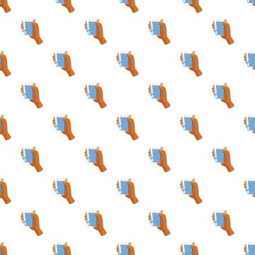 Seamless pattern of hands holding water glasses Stock Illustration