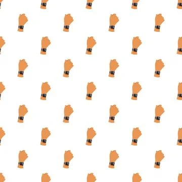 Seamless pattern with hands wearing smart fitness trackers Illustrazione stock