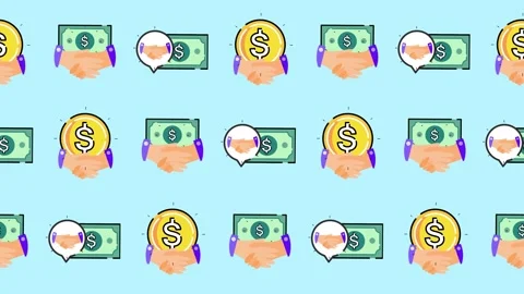 Seamless pattern of handshake, money, and business deal icons background 스톡 동영상 321031426