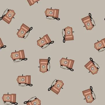 Seamless pattern handsign telephone retro cartoon vector Stock Illustration
