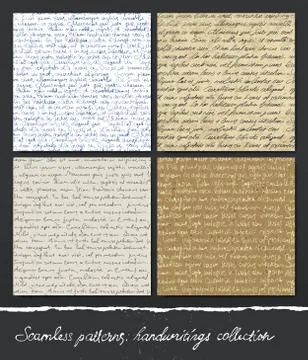 Seamless pattern: handwritings collection. abstract unreadable text (lorem ip Stock Illustration