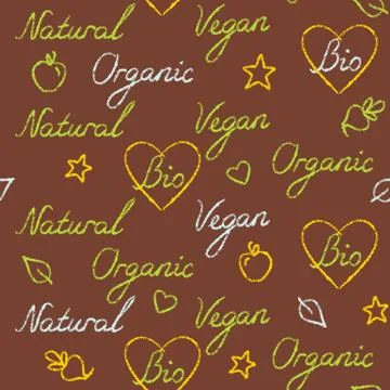 Seamless pattern with handwritten organic text Stock Illustration