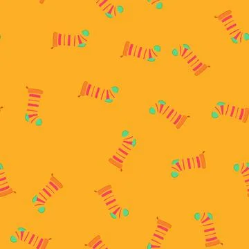Seamless pattern hanging christmas sock cartoon vector Stock Illustration