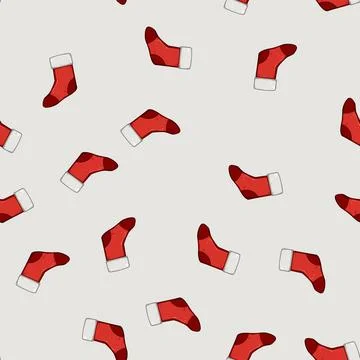 Seamless pattern hanging christmas sock cartoon vector 스톡 일러스트