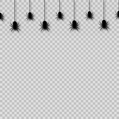 Seamless pattern with hanging spiders for decoration and covering on the tran Stock Illustration