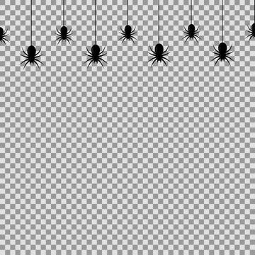 Seamless pattern with hanging spiders for decoration and covering on the tran Stock Illustration