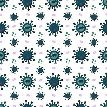 Seamless pattern of hantavirus particles and rodent carriers 스톡 일러스트