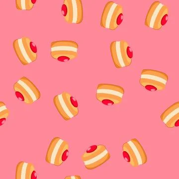 Seamless pattern hanukkah doughnut with jelly topping and cream filling Stock Illustration