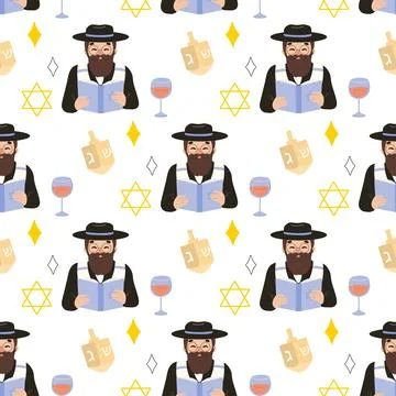 Seamless pattern, Hanukkah, for fabric or wrapping paper. Vector illustration Stock Illustration