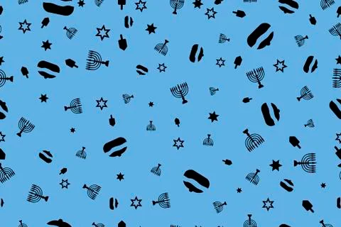 Seamless pattern with Hanukkah flat line icons Stock Illustration
