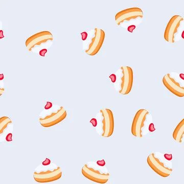 Seamless pattern hanukkah sufganiyah representing jewish holiday culture food Stock Illustration