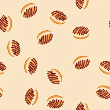 Seamless pattern hanukkah sufganiyot doughnut with chocolate topping Stock Illustration