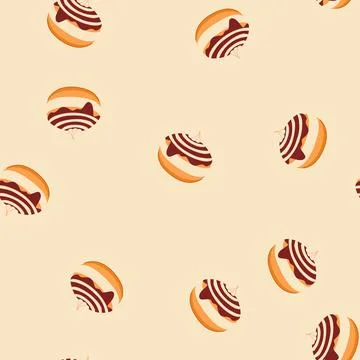 Seamless pattern hanukkah sufganiyot doughnut with chocolate and cream Stock Illustration