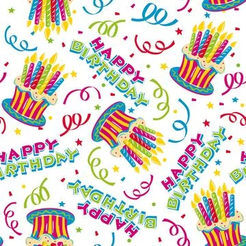 Seamless pattern of Happy Birthday Stock Illustration