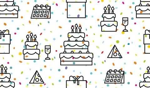 Seamless pattern with Happy Birthday Stock Illustration