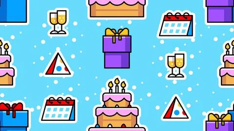 Seamless pattern with Happy Birthday Stock Illustration