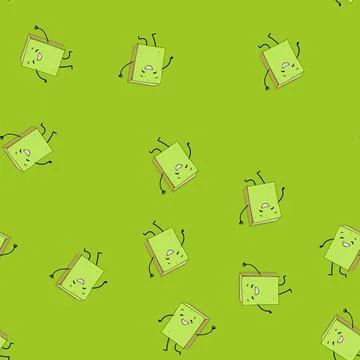 Seamless pattern happy book character cartoon vector Stock Illustration