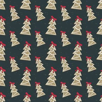 Seamless pattern of happy Christmas gingerbread cookies Stock-Illustration