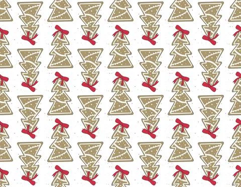 Seamless pattern of happy Christmas gingerbread cookies Illustrazione stock