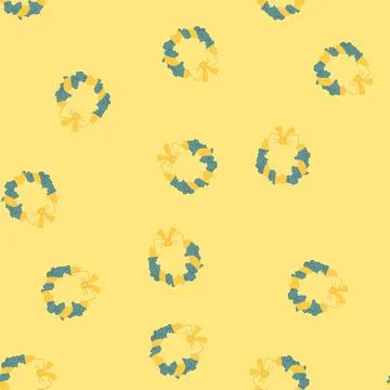 Seamless pattern happy christmas wreath cartoon vector Stock Illustration