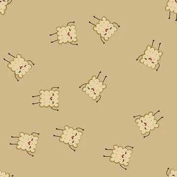 Seamless pattern happy cookie character cartoon vector Stock Illustration