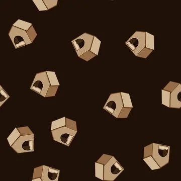 Seamless pattern happy dog house cartoon vector Stock Illustration