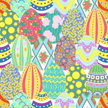 Seamless pattern with Happy Easter holiday traditional symbol Illustrazione stock