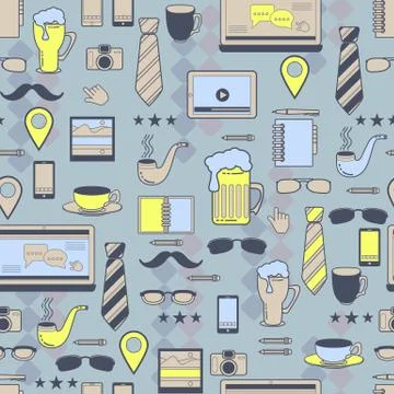 Seamless pattern for Happy Fathers day or blogers. Vector. Illustrazione stock