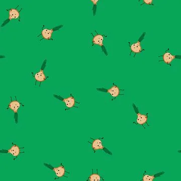 Seamless pattern happy fruit vegetable character cartoon vector Stock Illustration