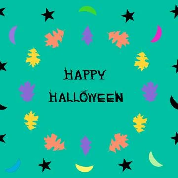 Seamless pattern of Happy Halloween Doodle on a green background, wallpaper Stock Illustration