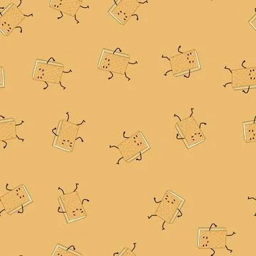 Seamless pattern happy ice cream character cartoon vector Stock Illustration