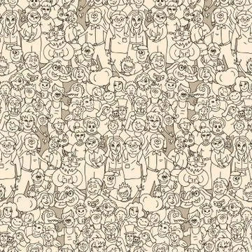 Seamless pattern of happy laughing people Stock Illustration